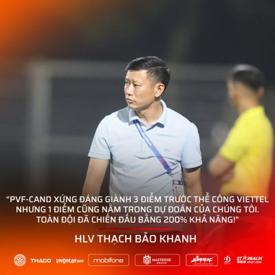 HLV Thạch Bảo Khanh hài lòng với màn trình diễn quả cảm của PVF-CAND trước Thể Công Viettel