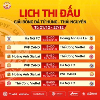 Lịch thi đấu của PVF-CAND tại Giải bóng đá Tứ hùng - Thái Nguyên 2025