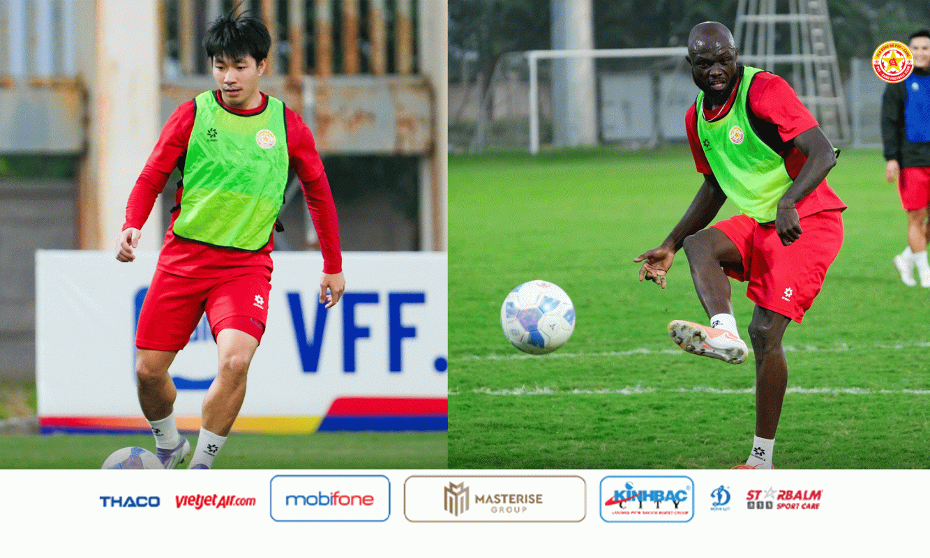 Các cầu thủ PVF-CAND trau dồi kỹ năng dứt điểm cầu môn