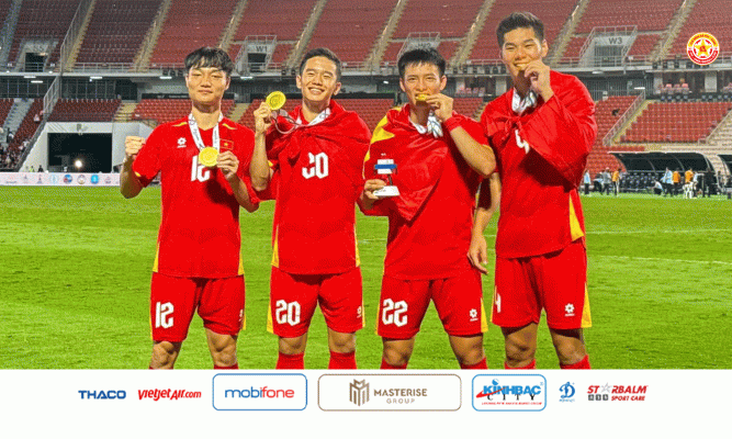 4 cầu thủ PVF-CAND cùng U22 Việt Nam hạ Thái Lan ngoạn mục để giành huy chương vàng SEA Games 33