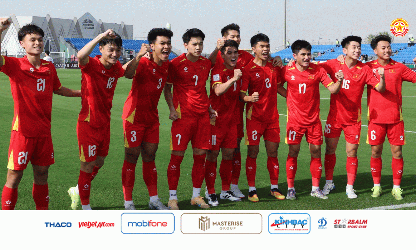 Các cầu thủ PVF-CAND cùng U23 Việt Nam chiến thắng ấn tượng trong trận ra quân VCK U23 châu Á 2026